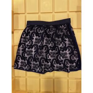 Phillip Kim Kid Black Lace Skirt Over Beige Silk Size 5